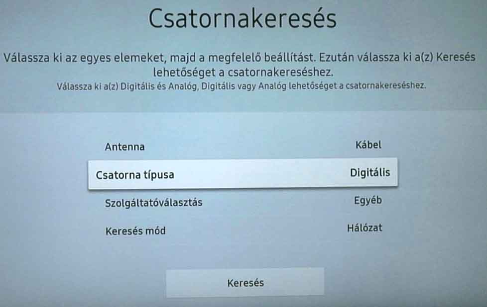 Samsung TV beállítása