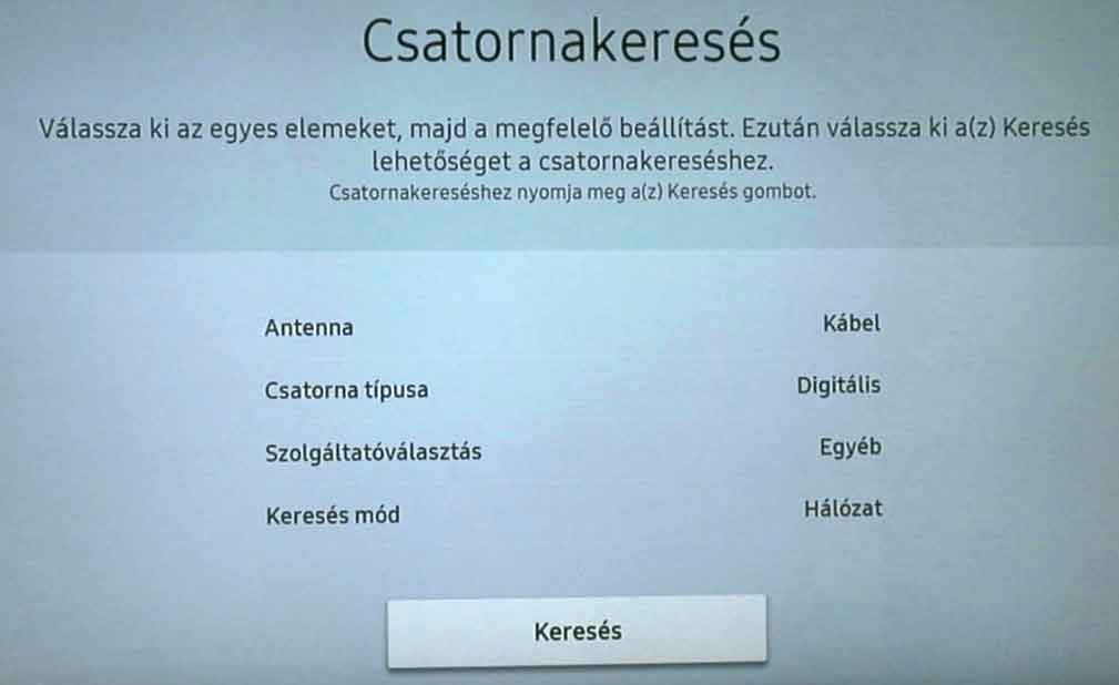 Samsung TV beállítása