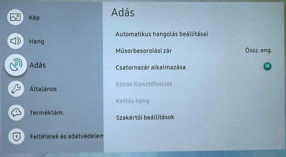 Samsung TV beállítása