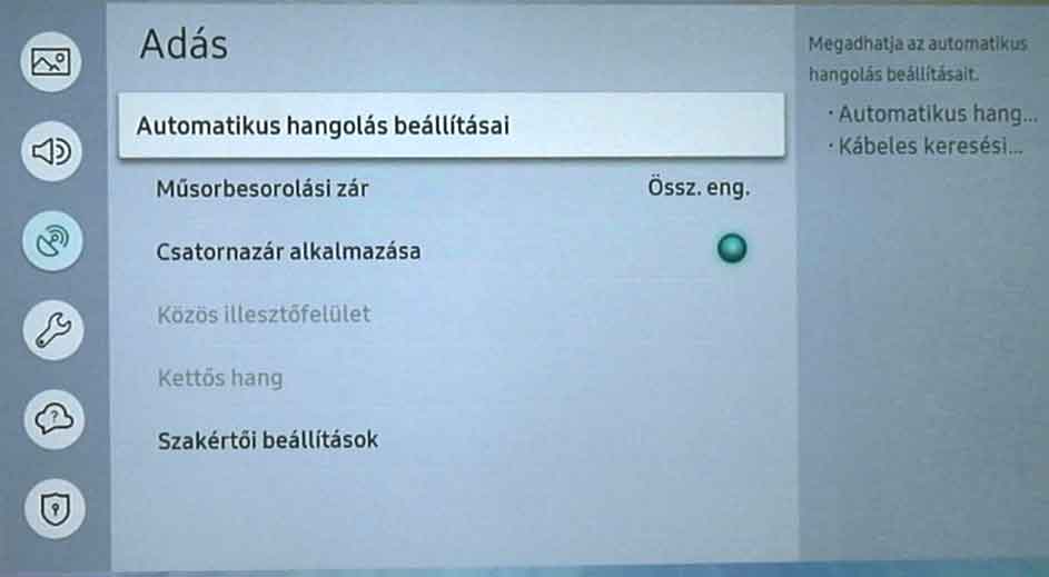 Samsung TV beállítása