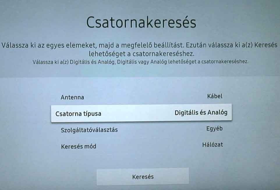 Samsung TV beállítása