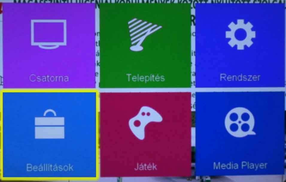 Triax Beállítások menü